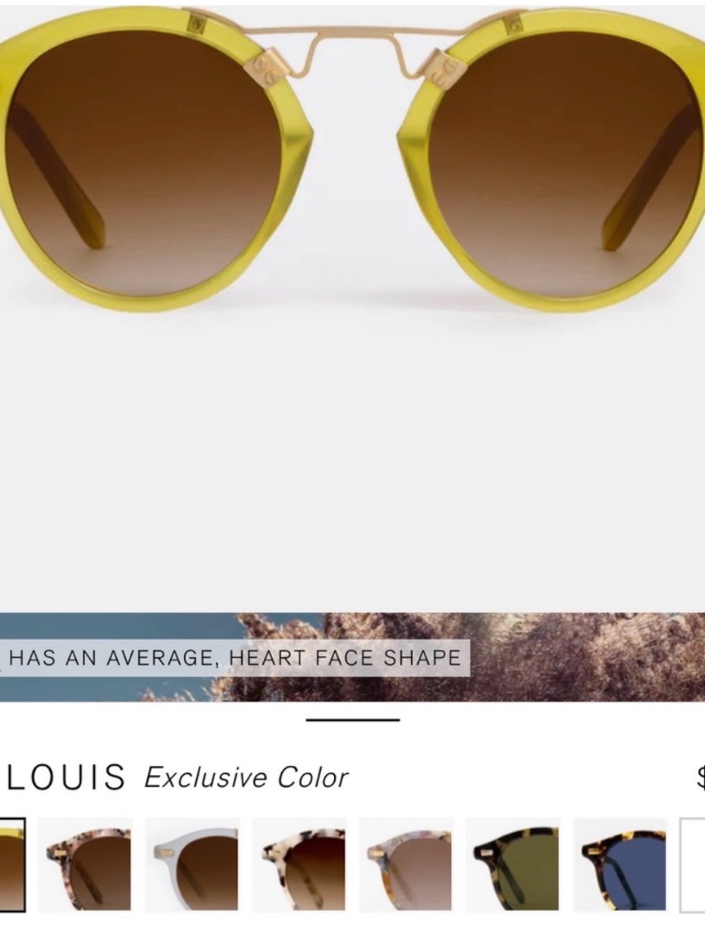 KREWE Yellow Round Sunglasses with Brown Gradient Lenses